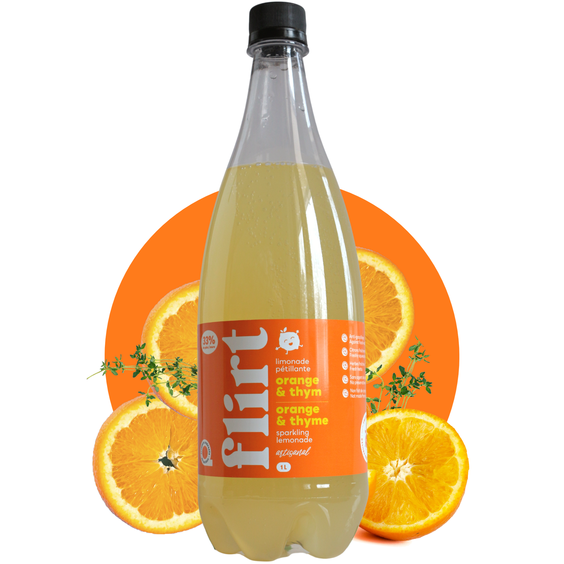 Limonade pétillante orange et thym